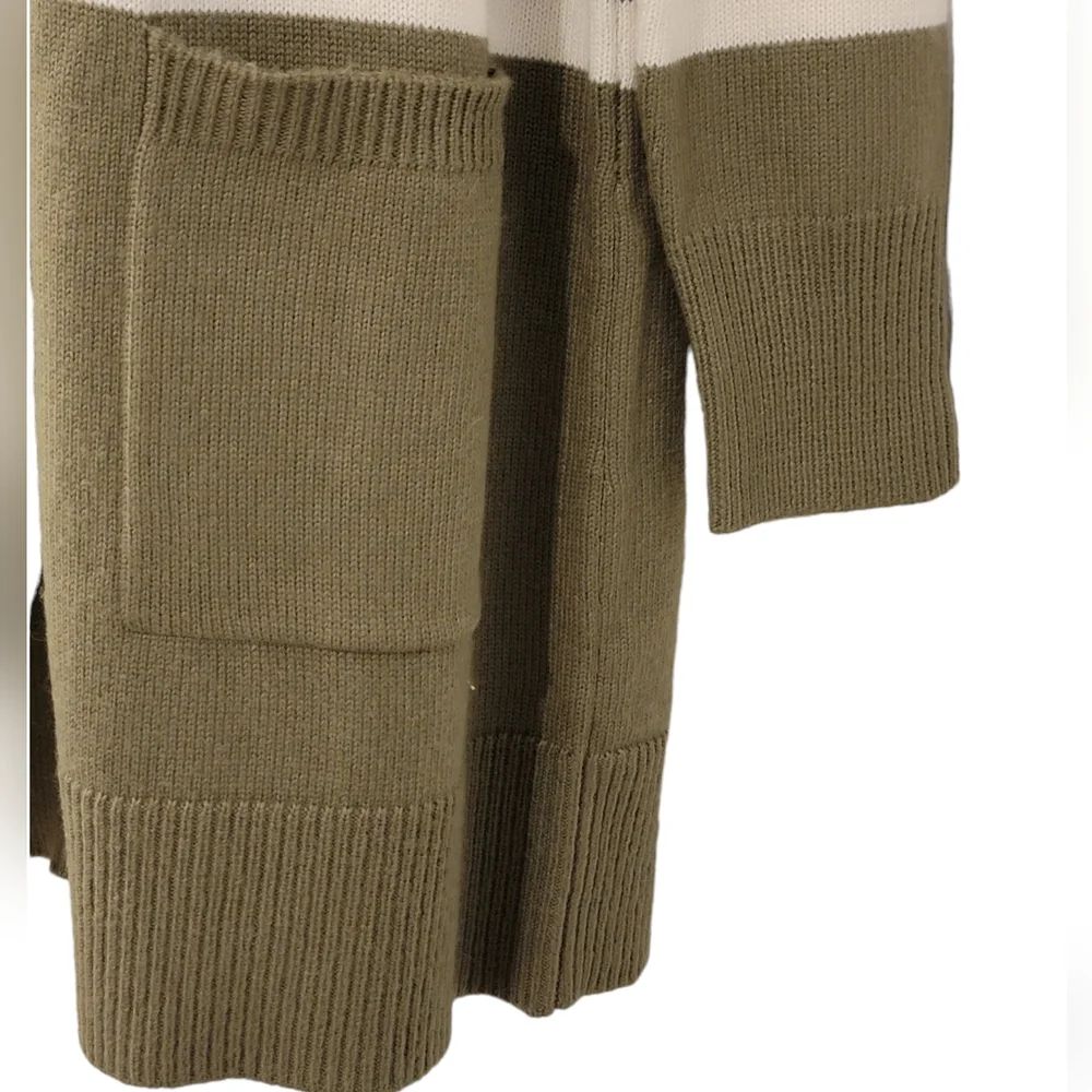 Michael Kors Cream and Army Green Open Front Cardigan - Picture 3 of 6